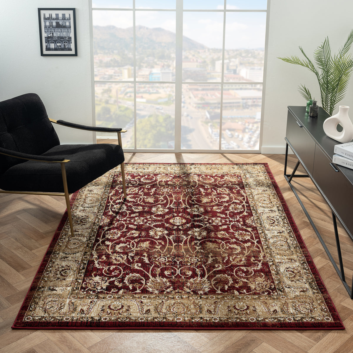 Royal 527 Red Distressed Traditional Rug