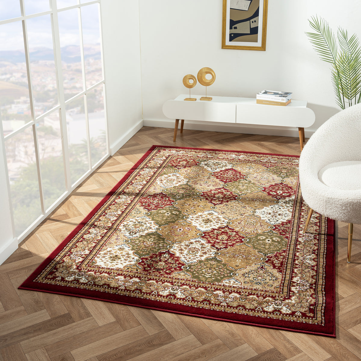 Royal 528 Red Geometric Traditional Rug