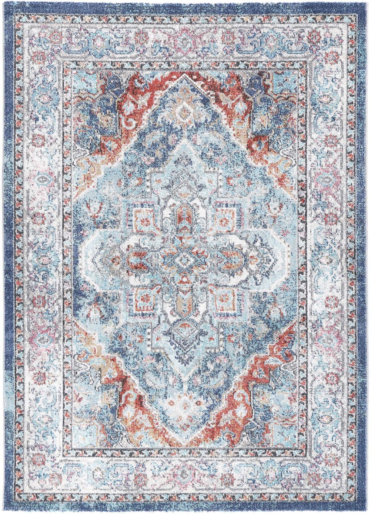 Salsa Maykel Blue &amp; Terracotta Transitional Rug