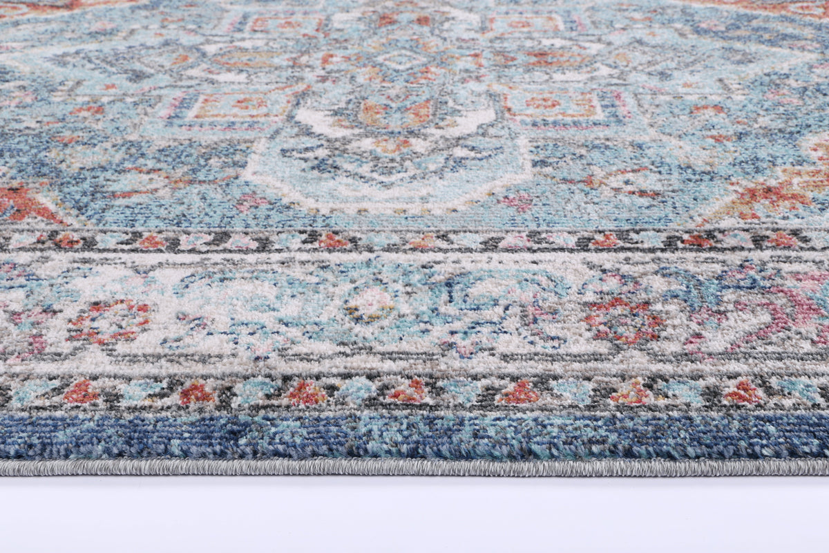 Salsa Maykel Blue &amp; Terracotta Transitional Rug