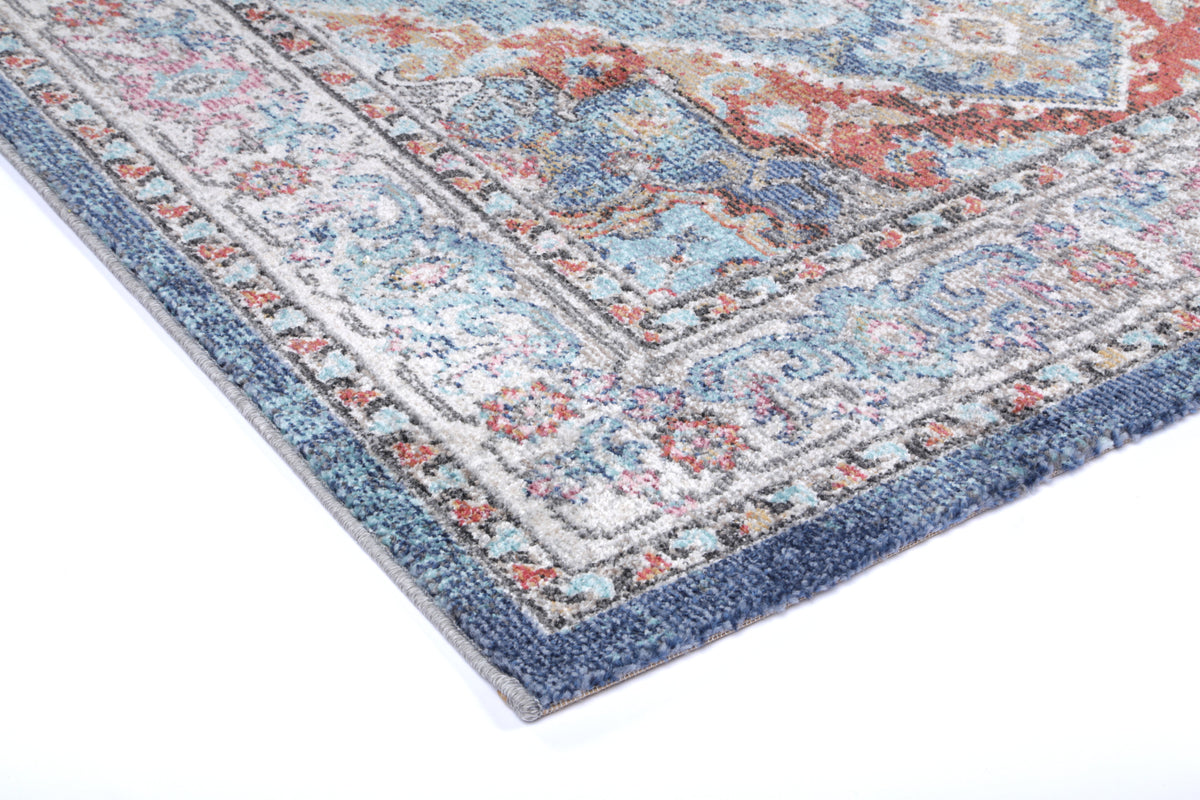 Salsa Maykel Blue &amp; Terracotta Transitional Rug