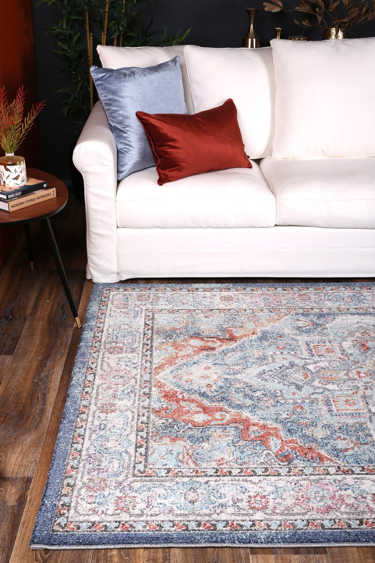 Salsa Maykel Blue &amp; Terracotta Transitional Rug