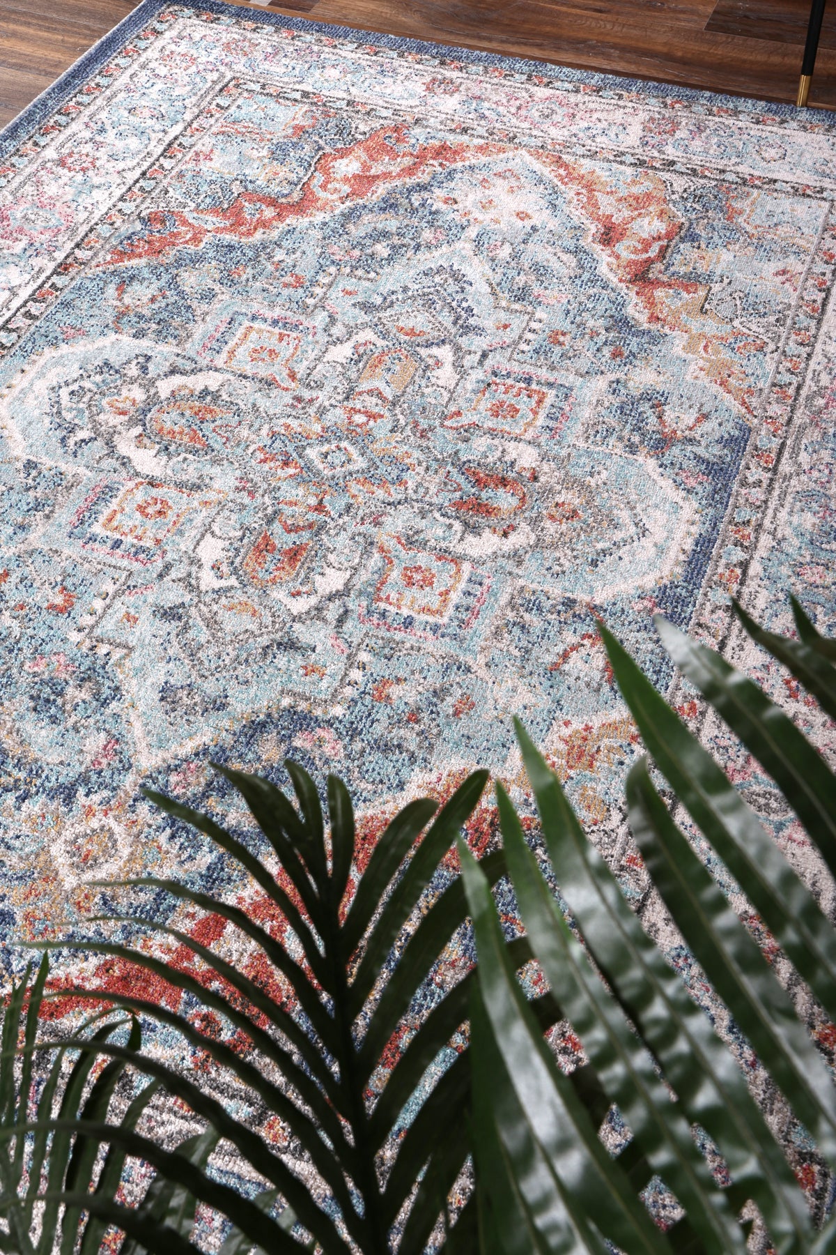 Salsa Maykel Blue &amp; Terracotta Transitional Rug