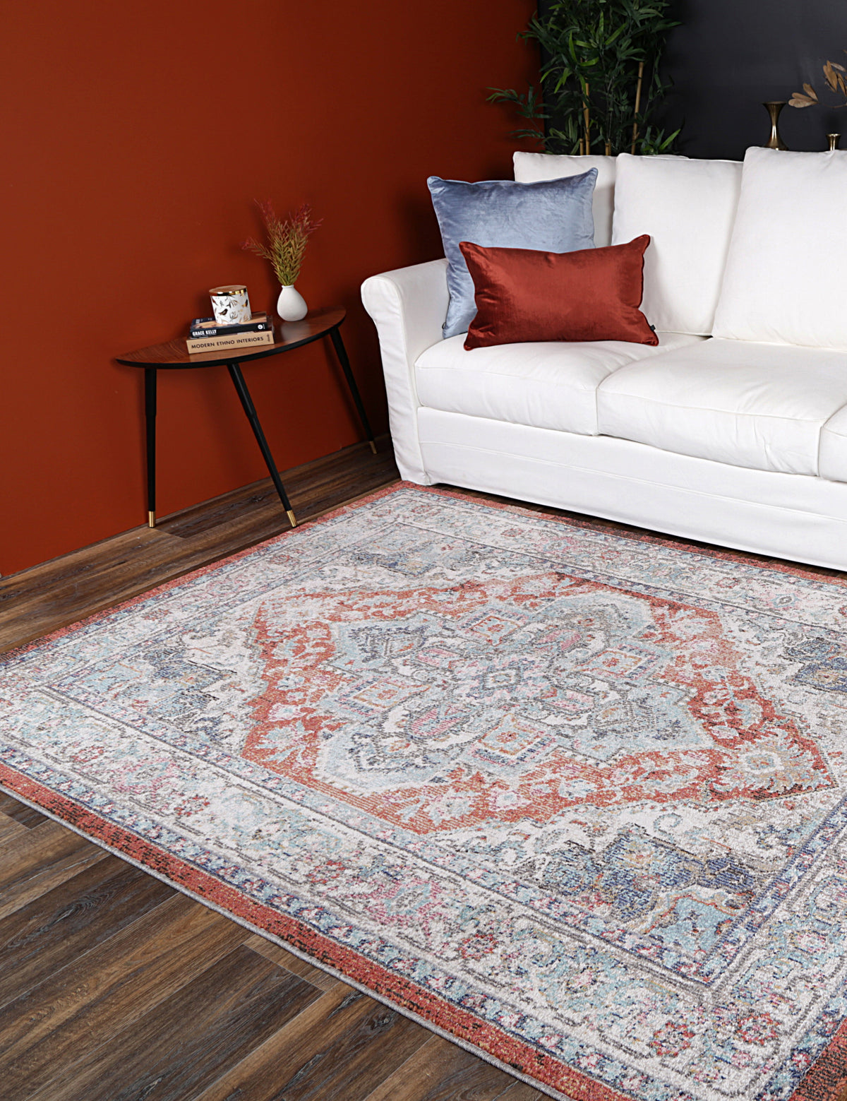 Salsa Seo Terracotta &amp; Ivory Transitional Rug