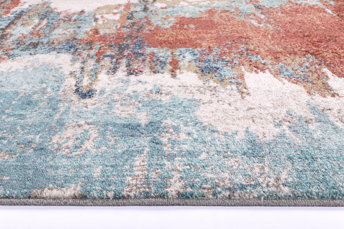 Salsa Jorge Blue &amp; Terracotta Abstract Rug