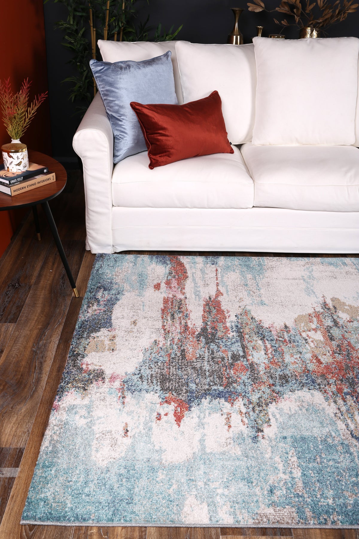 Salsa Jorge Blue &amp; Terracotta Abstract Rug