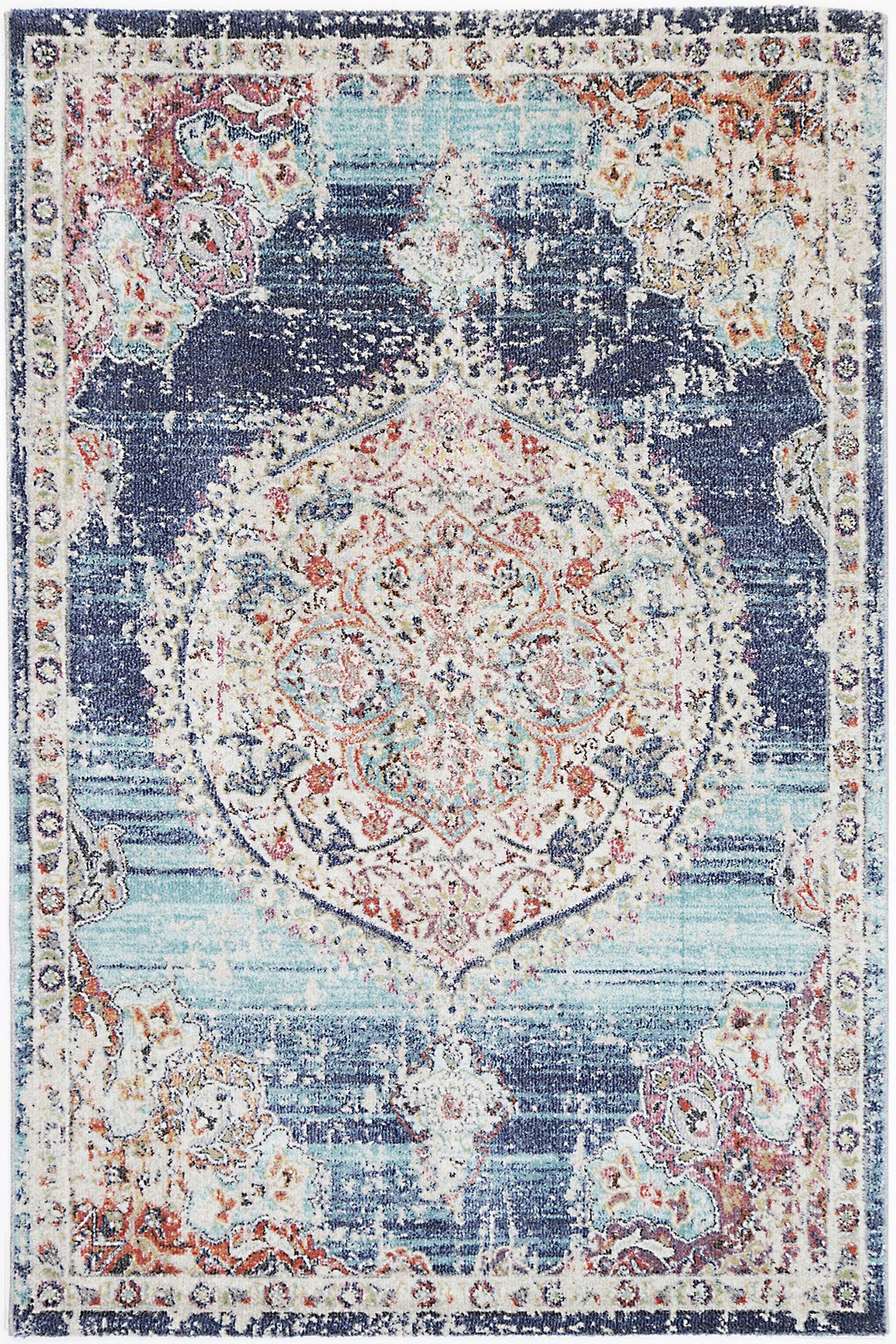 Salsa Hollow Medalion Transitional Navy &amp; Multi Rug