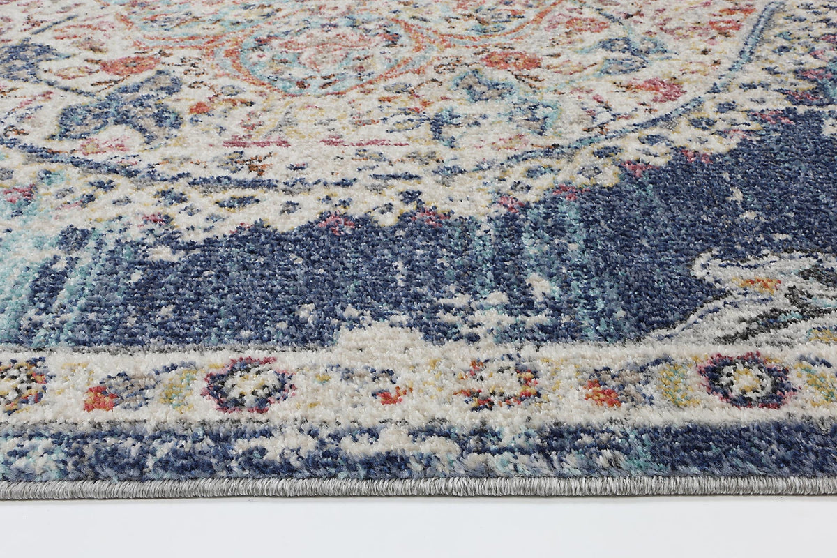 Salsa Hollow Medalion Transitional Navy &amp; Multi Rug