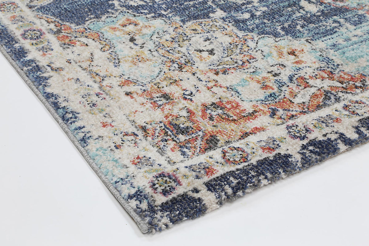 Salsa Hollow Medalion Transitional Navy &amp; Multi Rug