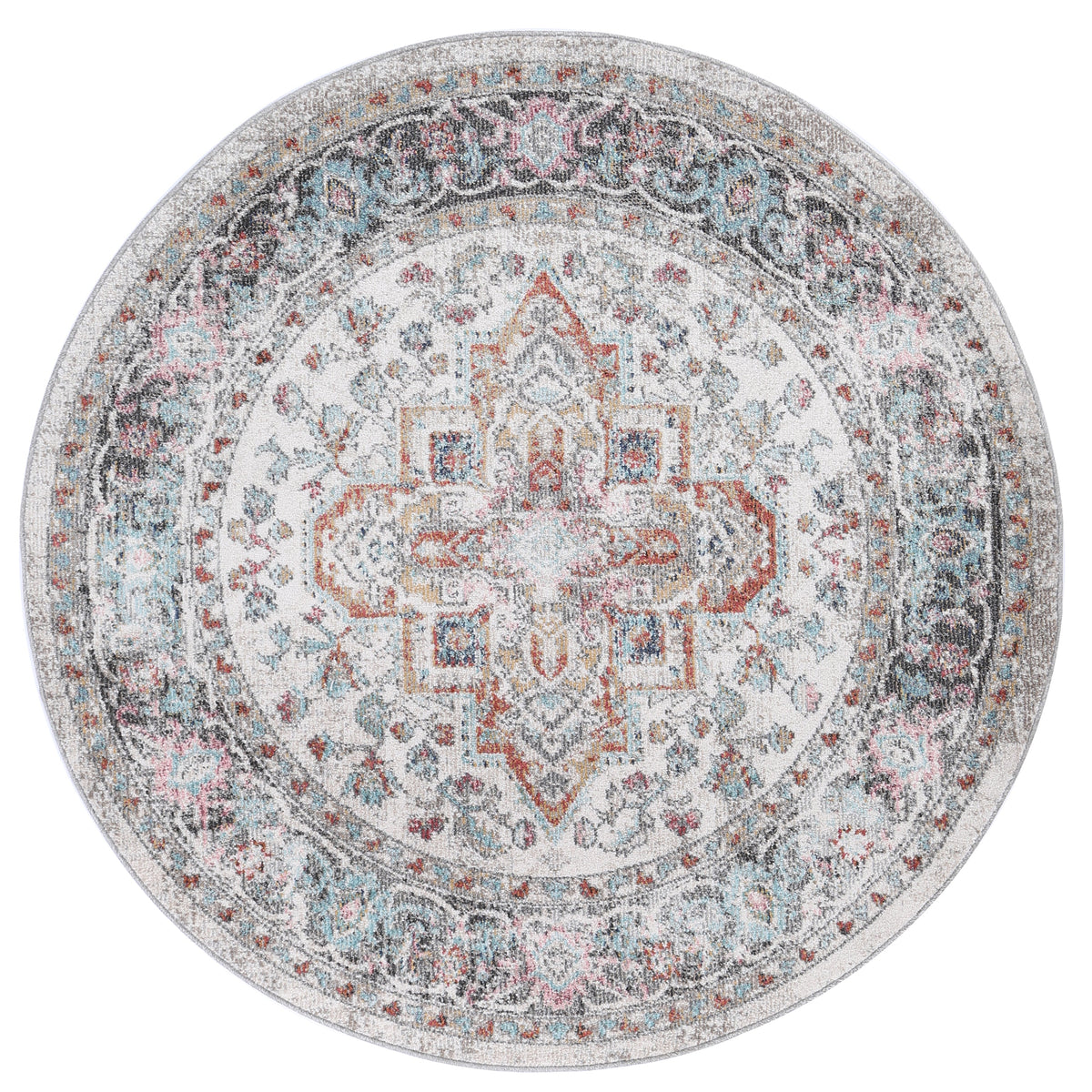 Salsa Yanet Ivory &amp; Multi Round Rug