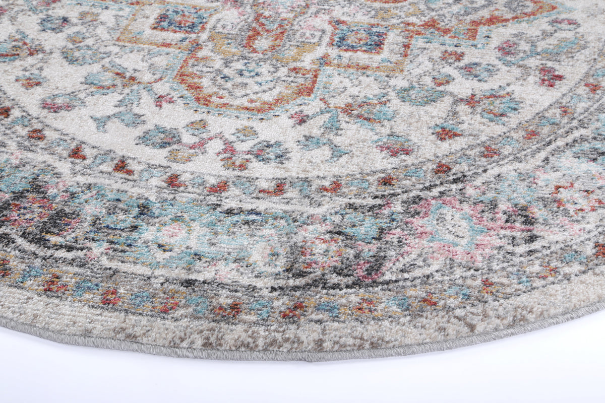 Salsa Yanet Ivory &amp; Multi Round Rug