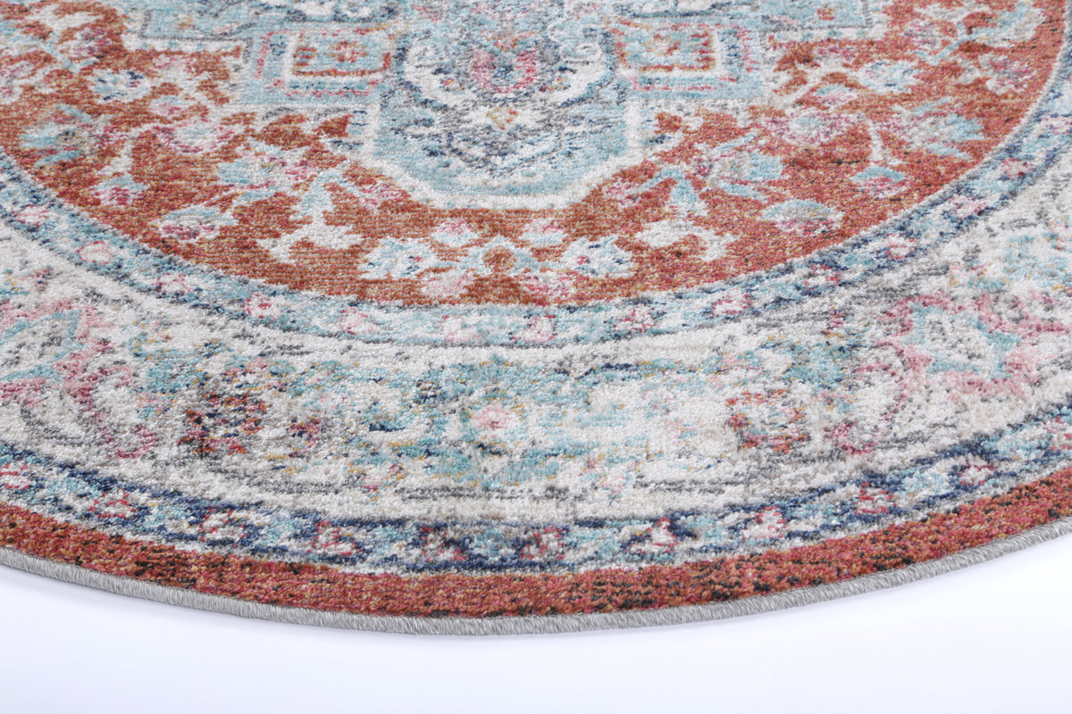 Salsa Seo Terracotta &amp; Ivory Transitional Round Rug