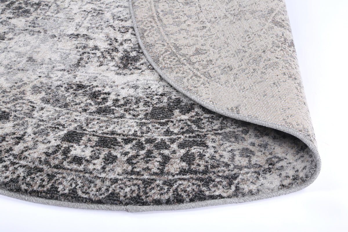 Salsa Carine Ivory &amp; Grey Transitional Round Rug