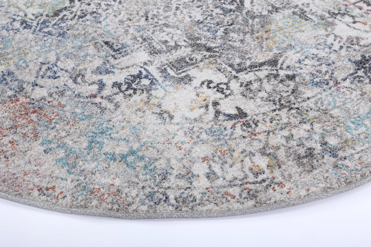 Salsa Maria Grey &amp; Multi Transitional Round Rug
