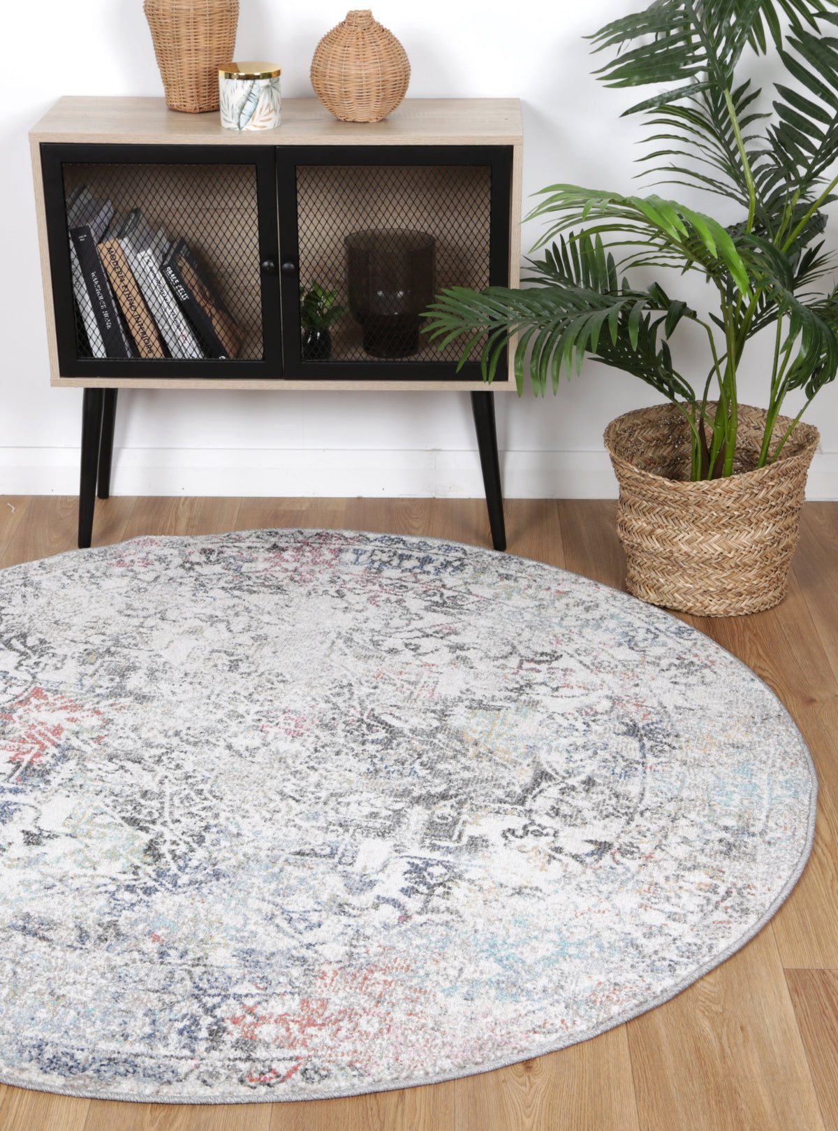 Salsa Maria Grey &amp; Multi Transitional Round Rug