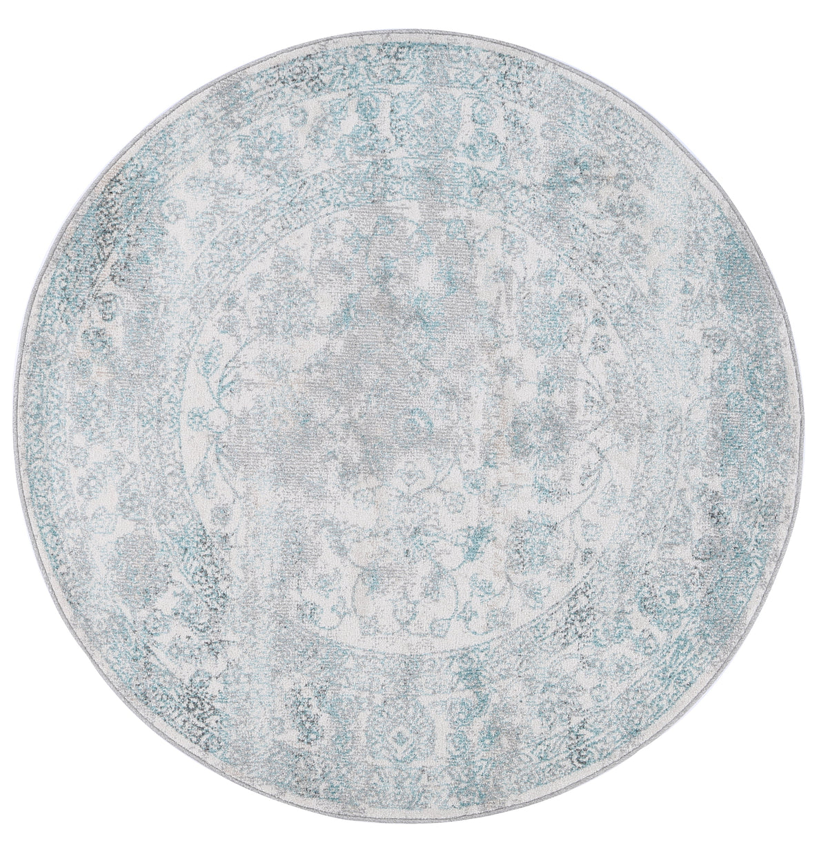 Salsa Peony Ivory &amp; Blue Transitional Round Rug