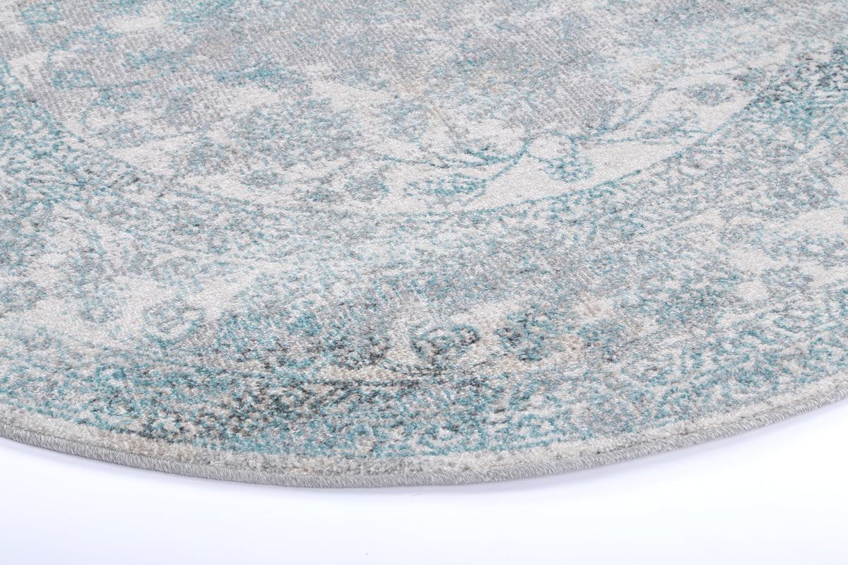 Salsa Peony Ivory &amp; Blue Transitional Round Rug