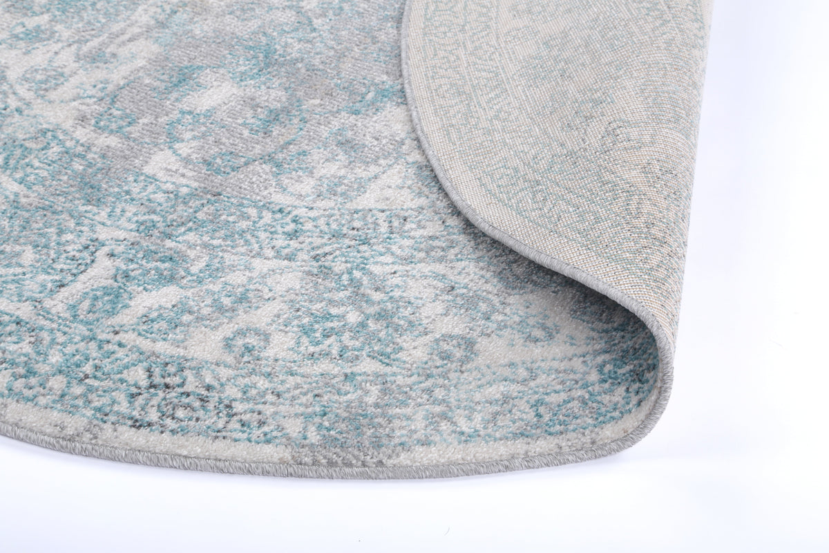 Salsa Peony Ivory &amp; Blue Transitional Round Rug