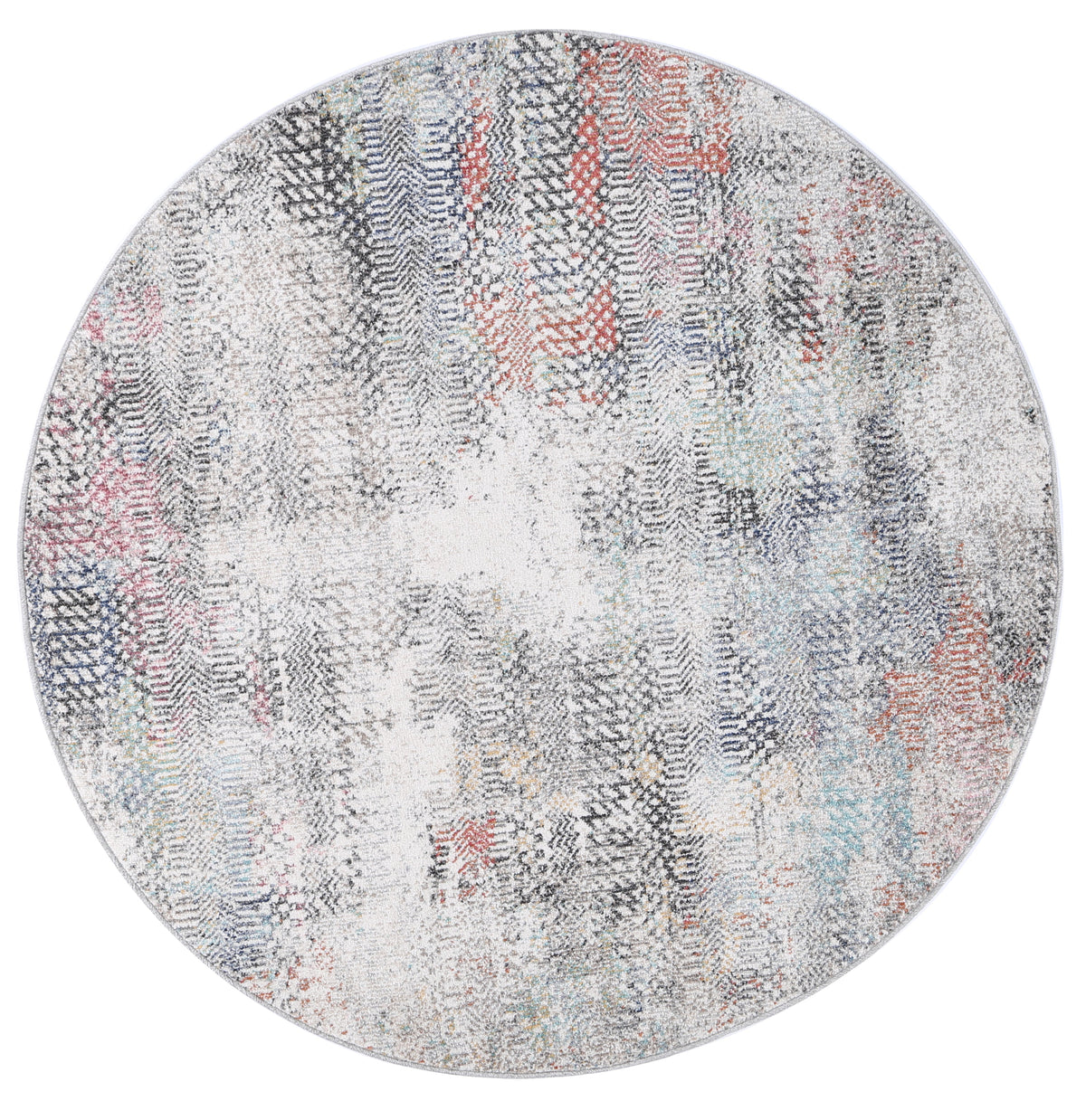 Salsa Ernesto Grey &amp; Terracotta Tribal Round Rug