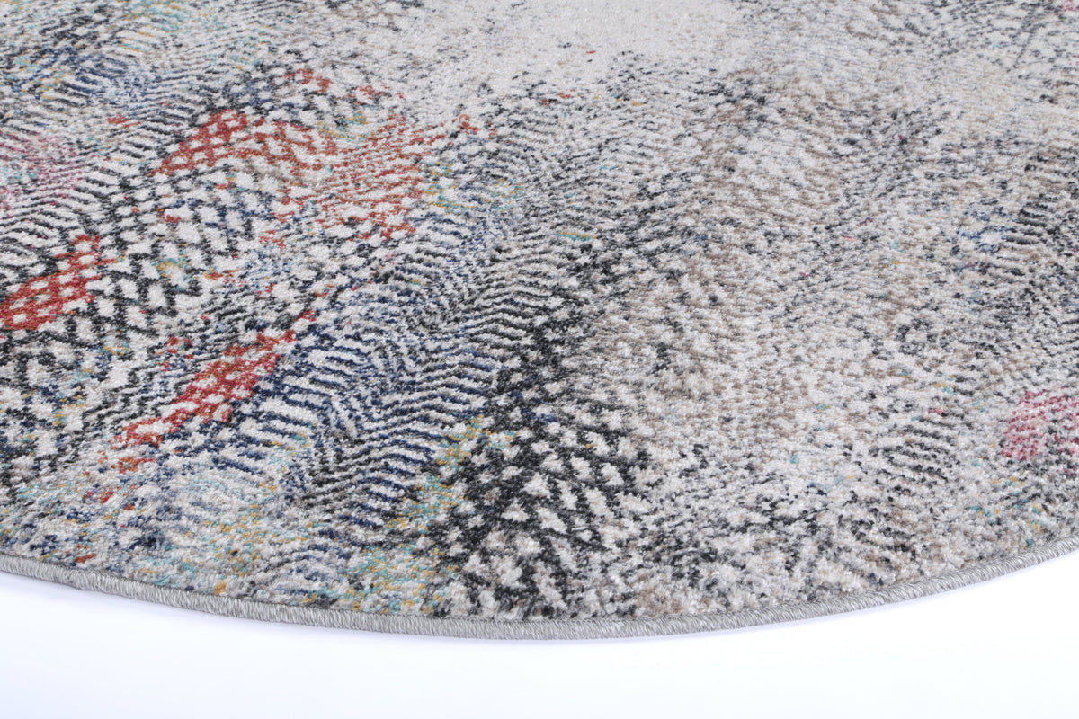 Salsa Ernesto Grey &amp; Terracotta Tribal Round Rug