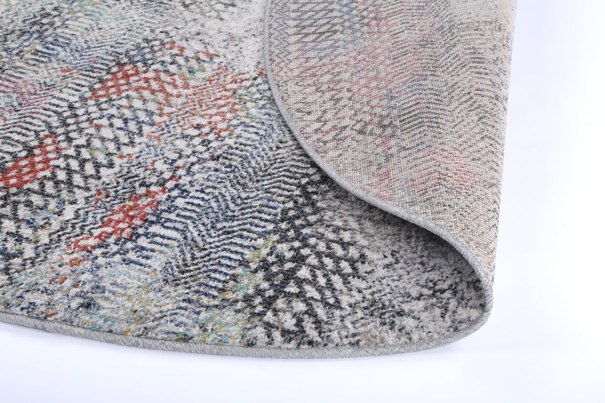 Salsa Ernesto Grey &amp; Terracotta Tribal Round Rug