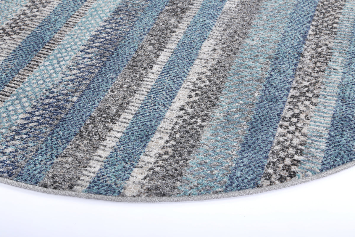 Salsa Luis Blue &amp; Grey Tribal Round Rug