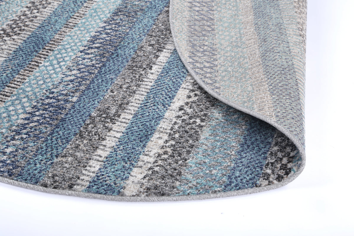 Salsa Luis Blue &amp; Grey Tribal Round Rug