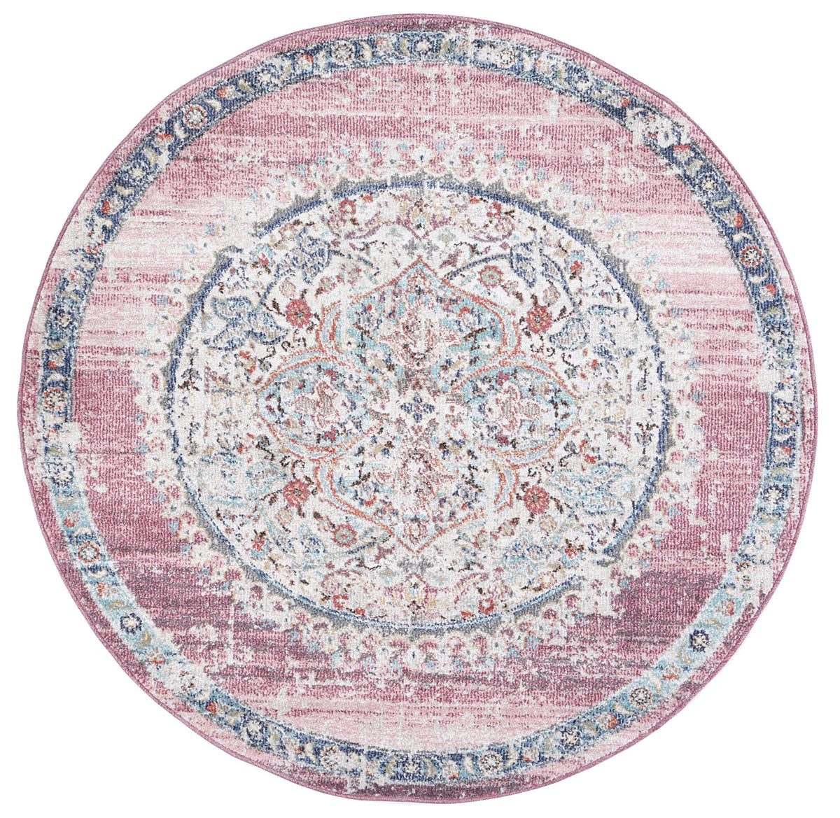 Salsa Hollow Medalion Transitional Blush Round Rug