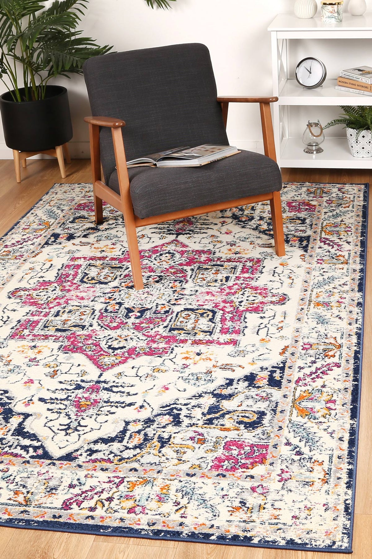 Sicily Nicosia Navy &amp; Pink Transitional Rug