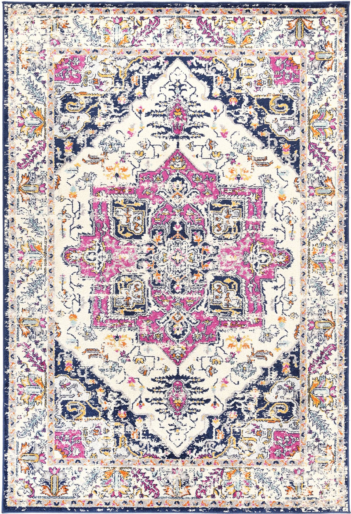 Sicily Nicosia Navy &amp; Pink Transitional Rug