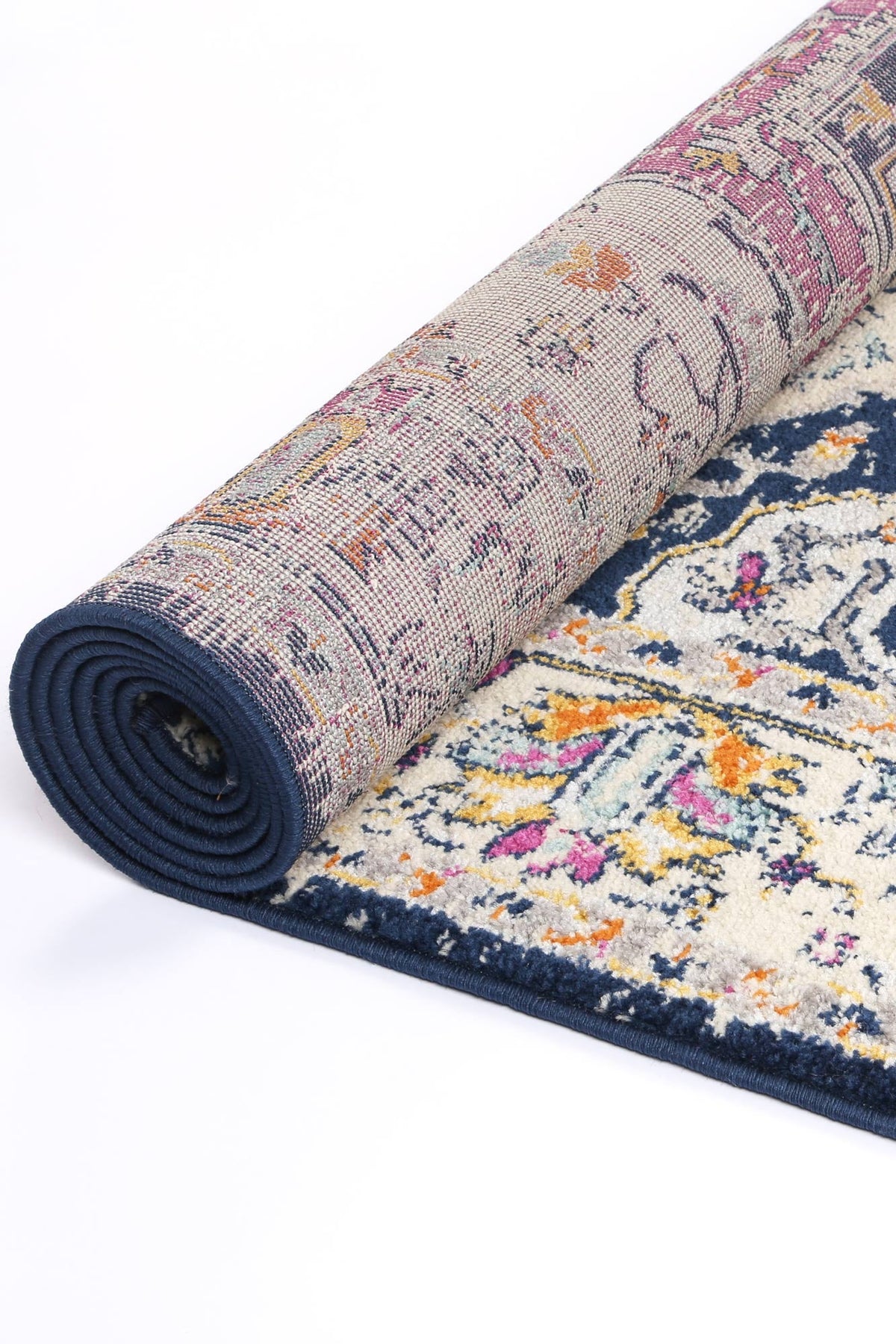 Sicily Nicosia Navy &amp; Pink Transitional Rug