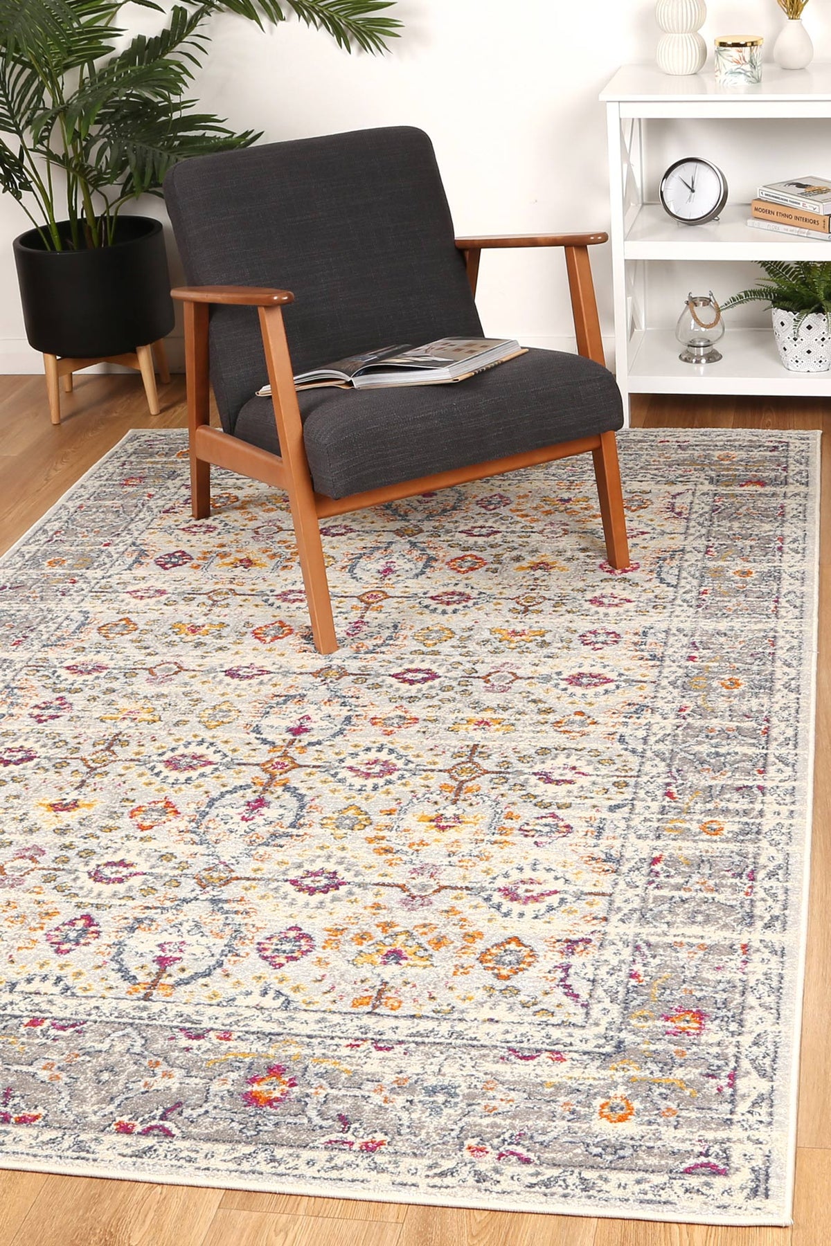 Sicily Ferla Grey &amp; Multi Transitional Rug