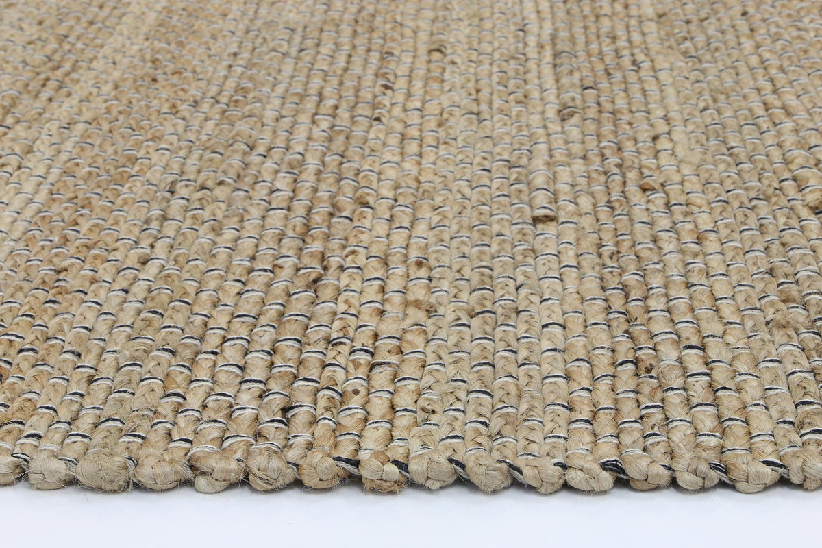Taj Natural Basket Weave Black Jute Rug