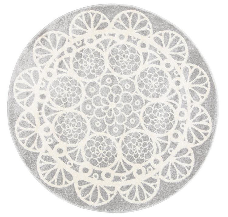 Piccolo  Grey and White Doily Kids Rug