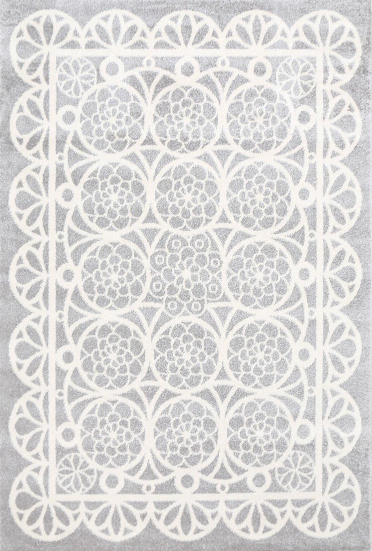 Piccolo  Grey and White Doily Kids Rug