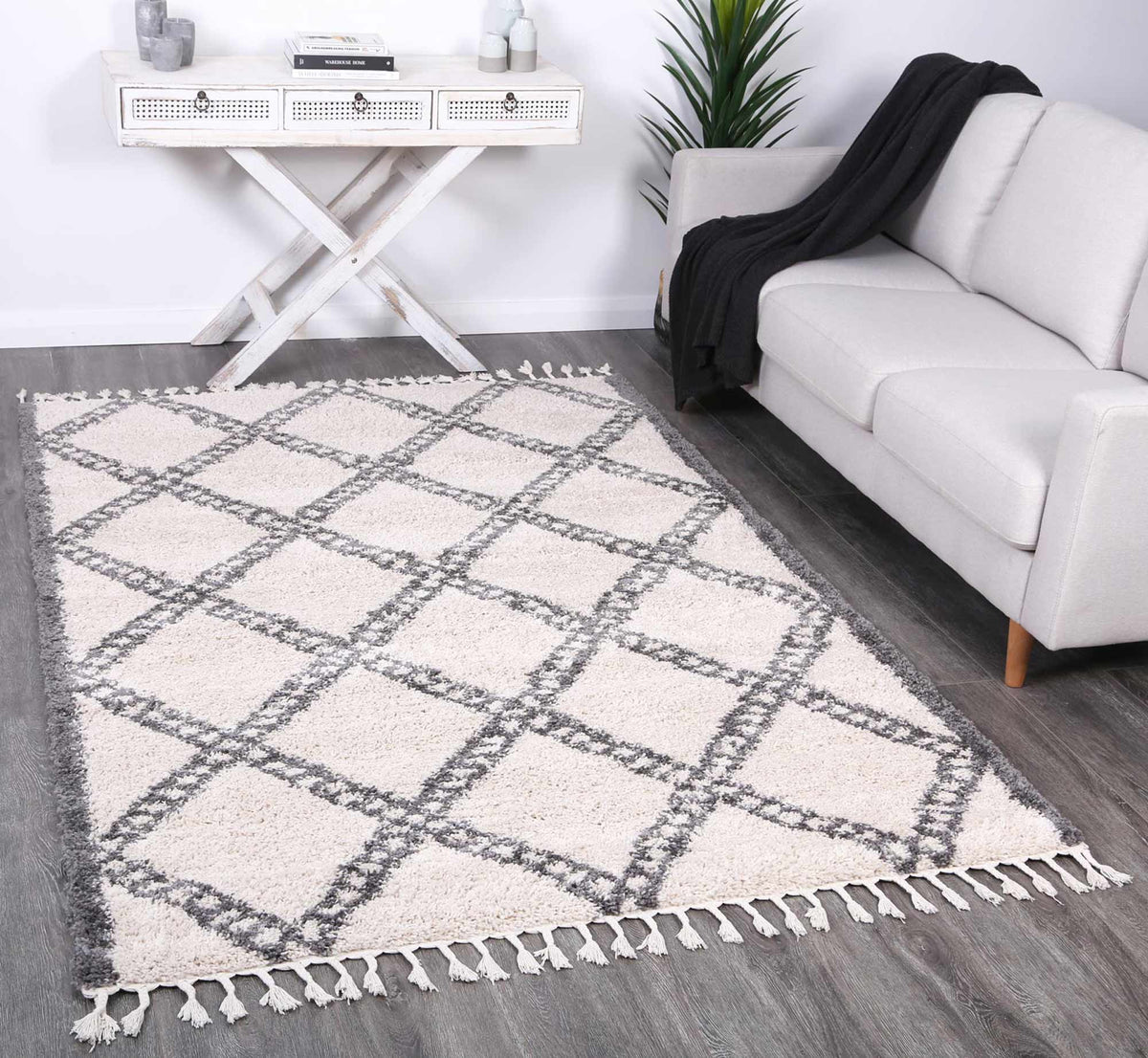 Kasbah Leta Diamond Cream Grey Rug