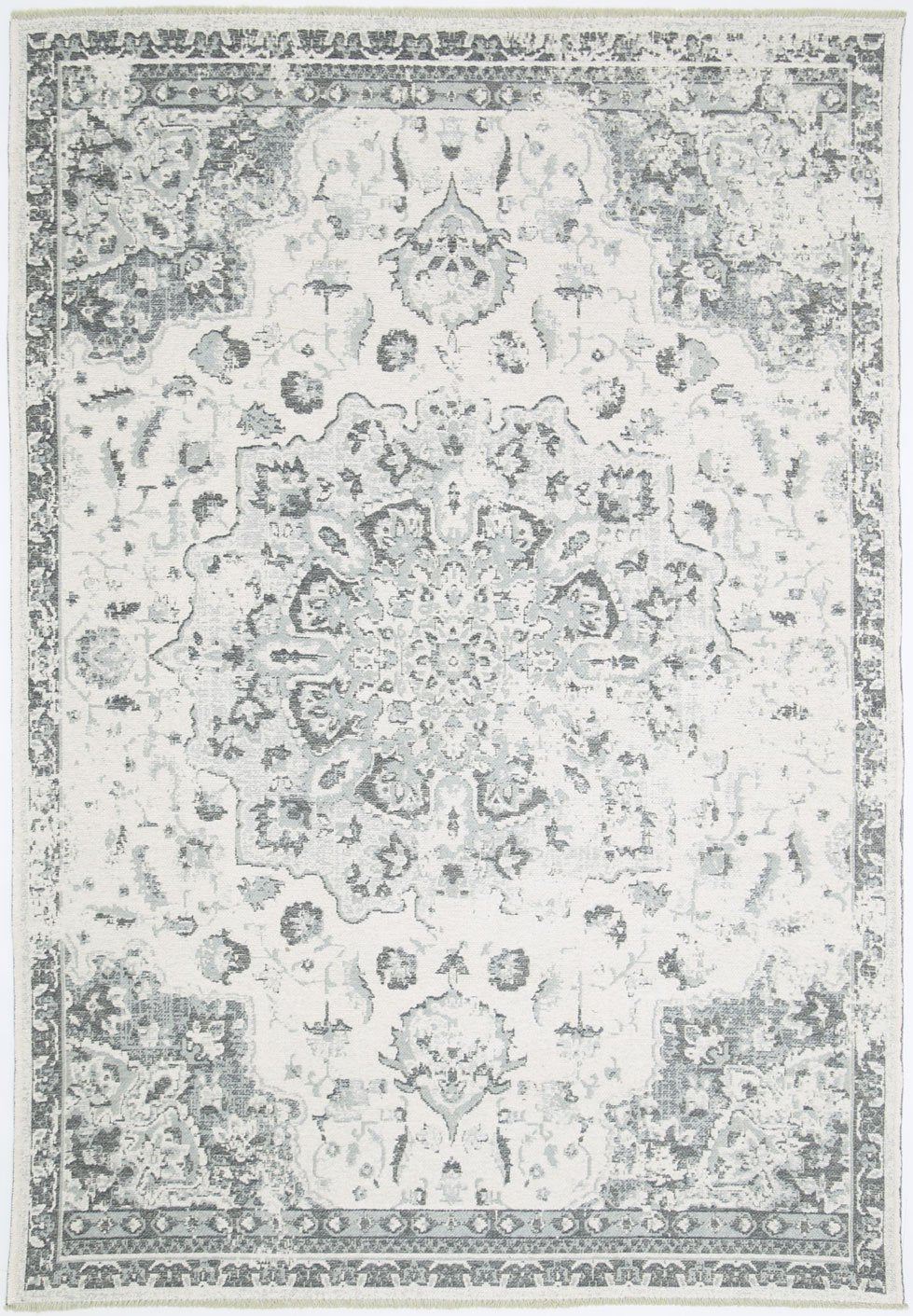 Rustic Vintage Motif, Amazing 2 in 1 Reversible Rug Grey
