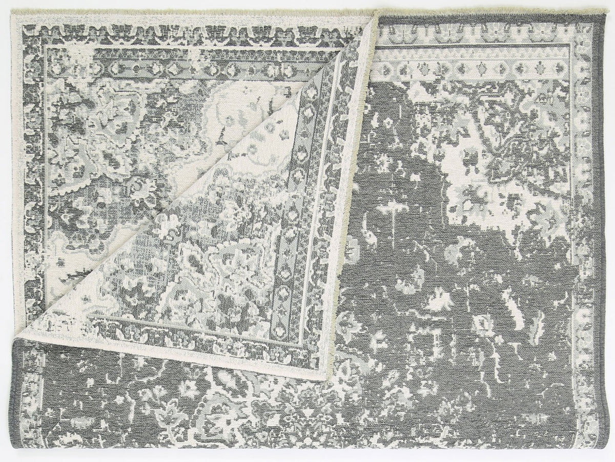 Rustic Vintage Motif, Amazing 2 in 1 Reversible Rug Grey
