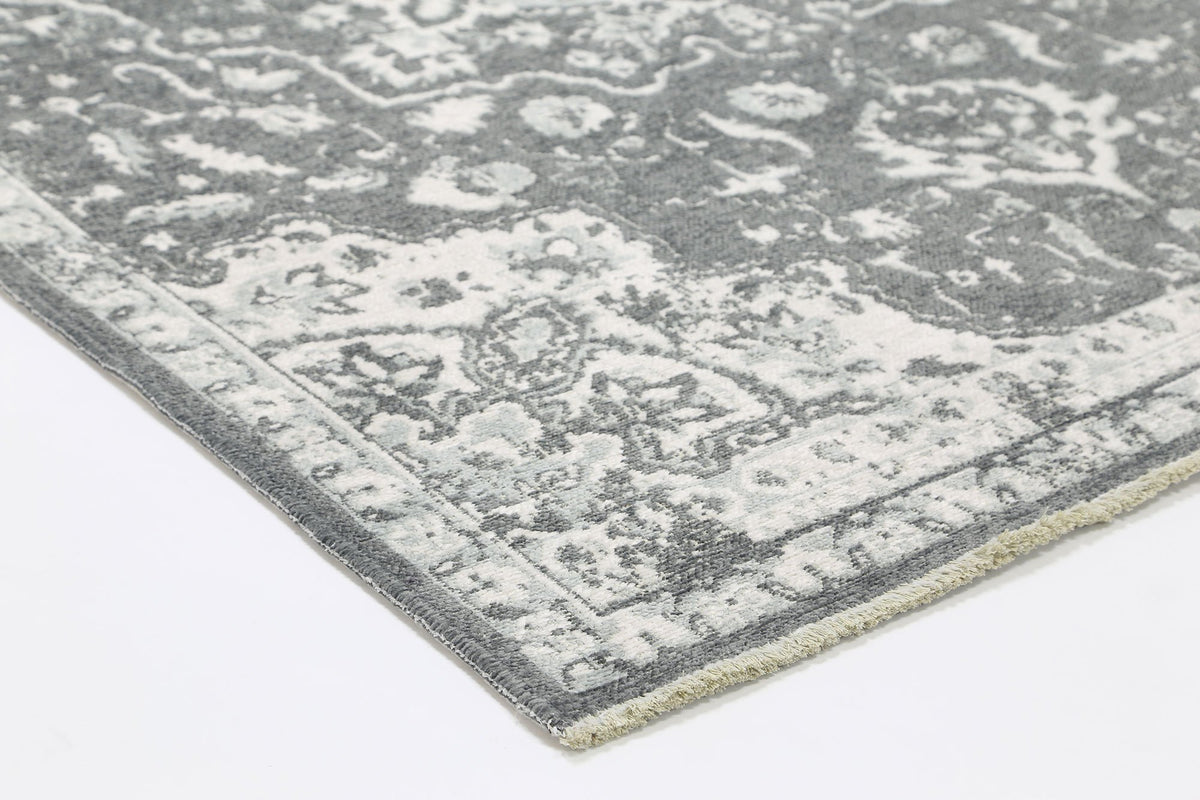 Rustic Vintage Motif, Amazing 2 in 1 Reversible Rug Grey