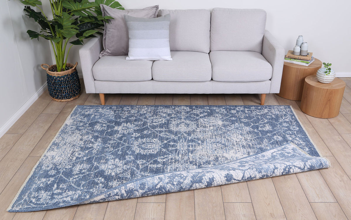Rustic Vintage Classic, Amazing 2 in 1 Reversible Rug Blue