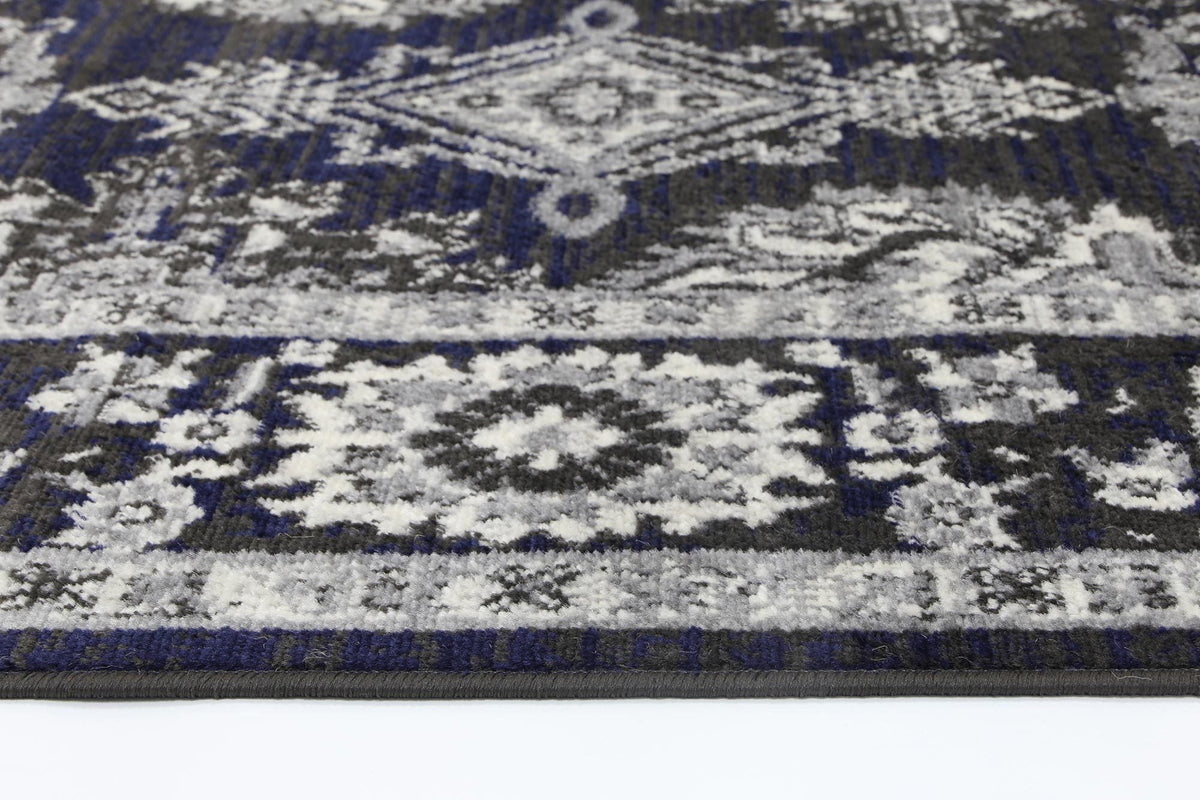 Arya Traditional Navy Grey Rug