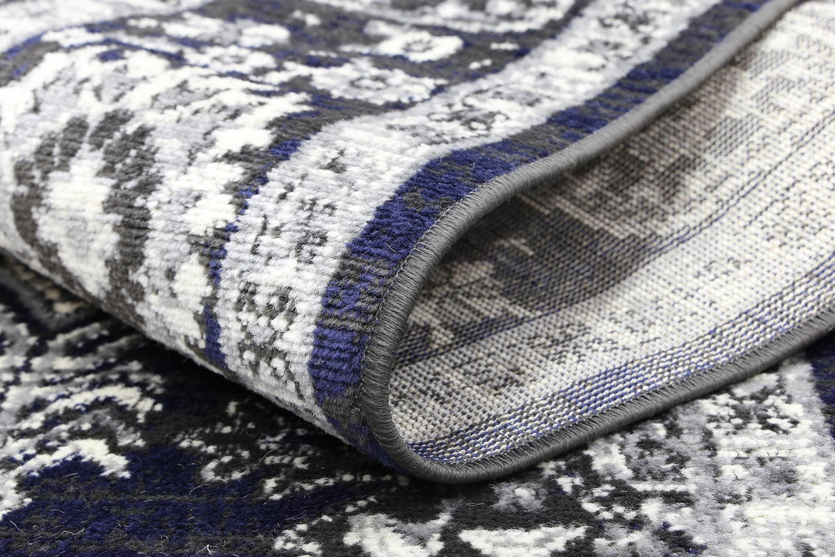 Arya Traditional Navy Grey Rug