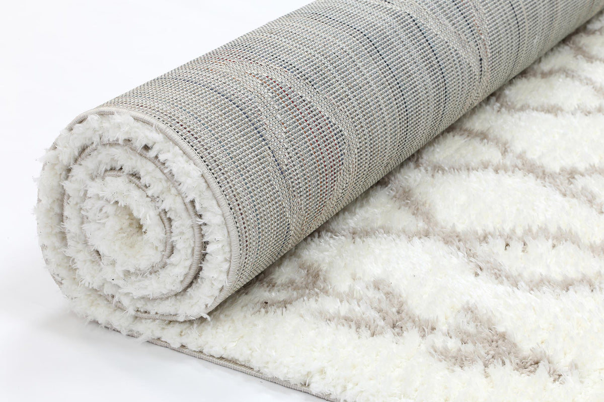 Moroccan Cream and Beige Tribal Rug