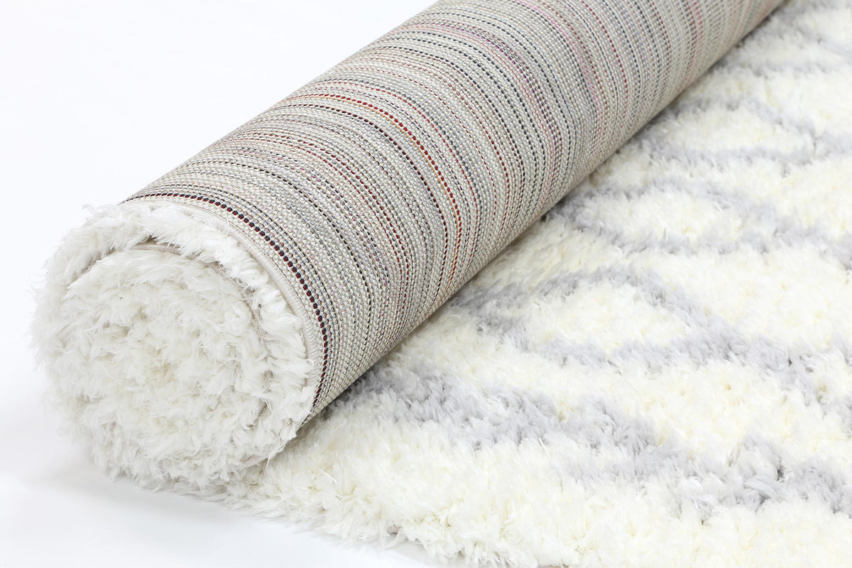 Moroccan Cream and Silver Tribal Rug