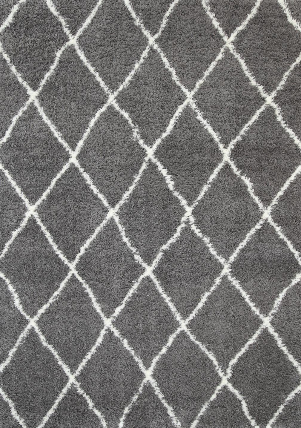 Moroccan Grey and Cream Diamond Rug