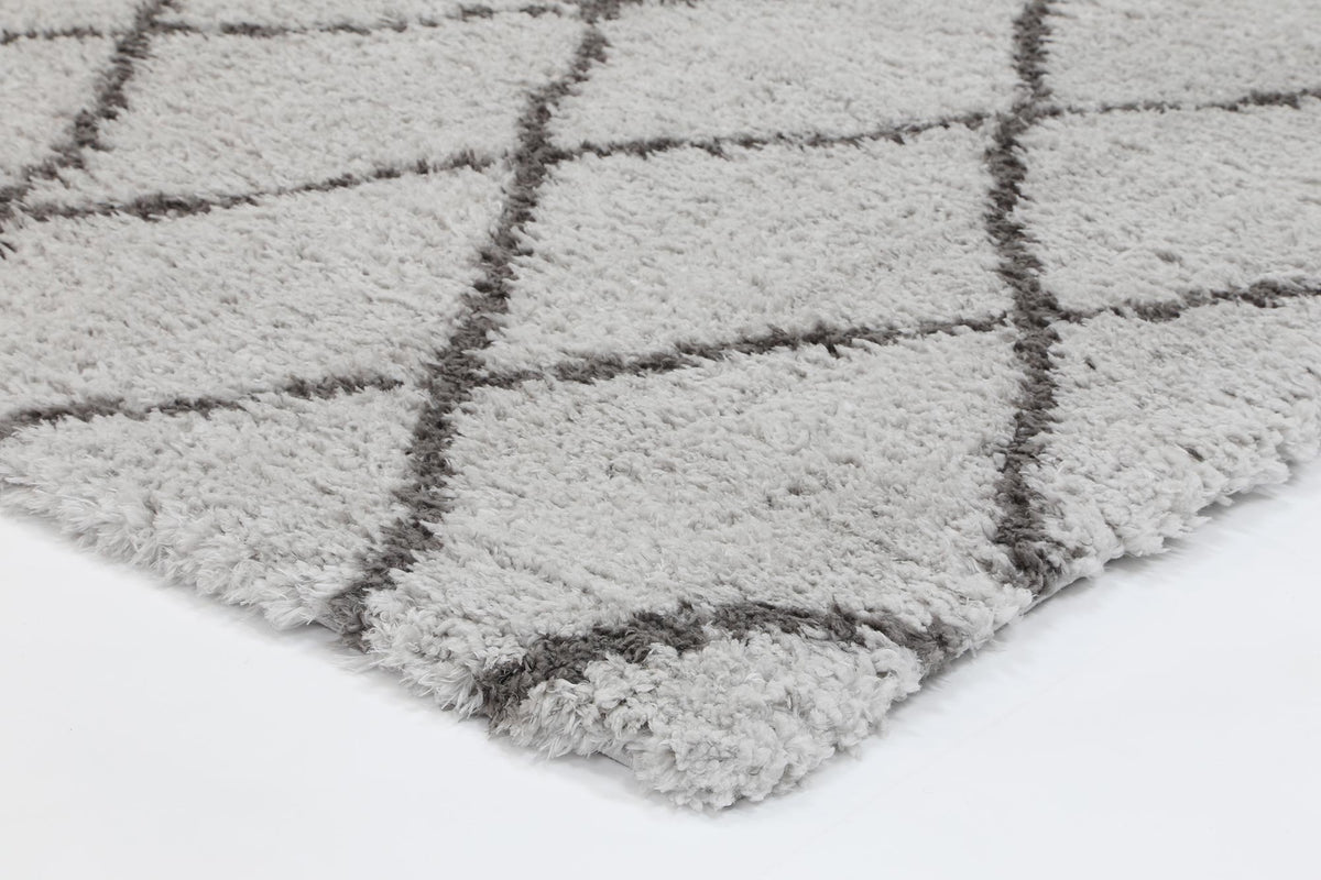 Moroccan Silver and Grey Diamond Rug