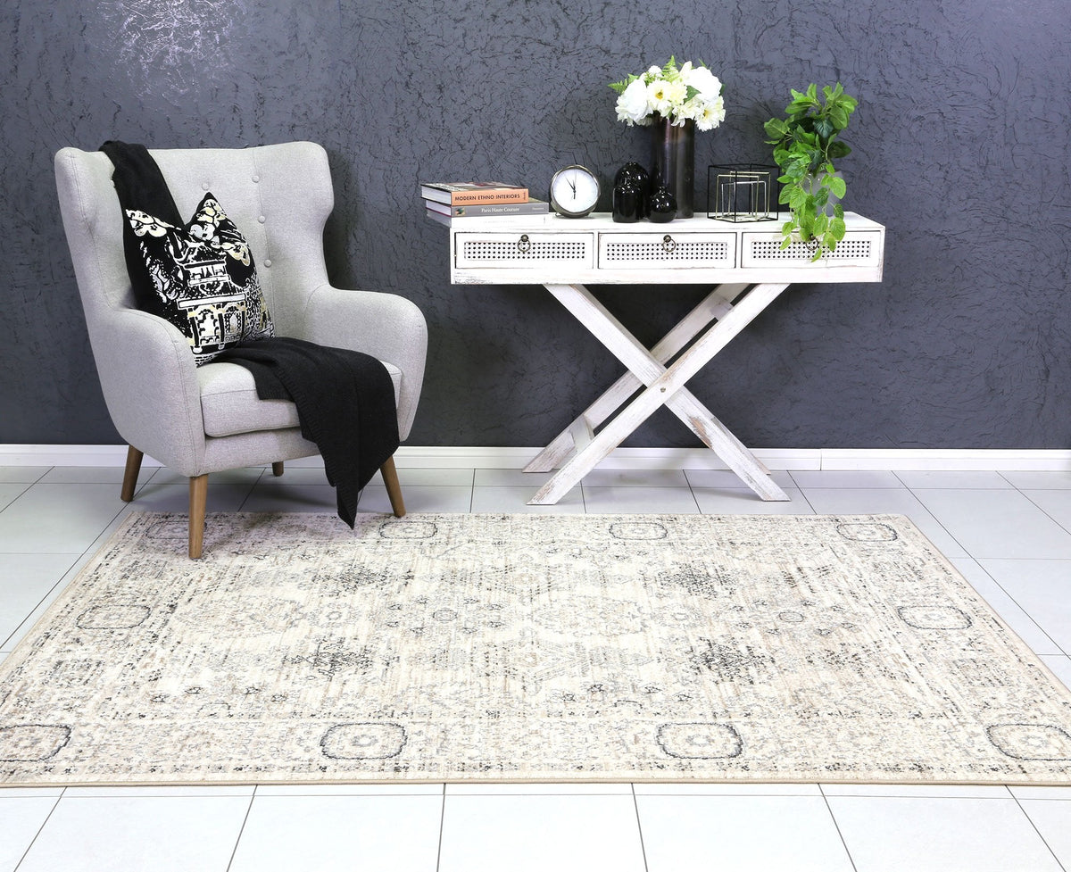 Arya Cream Grey Contemporary Rug