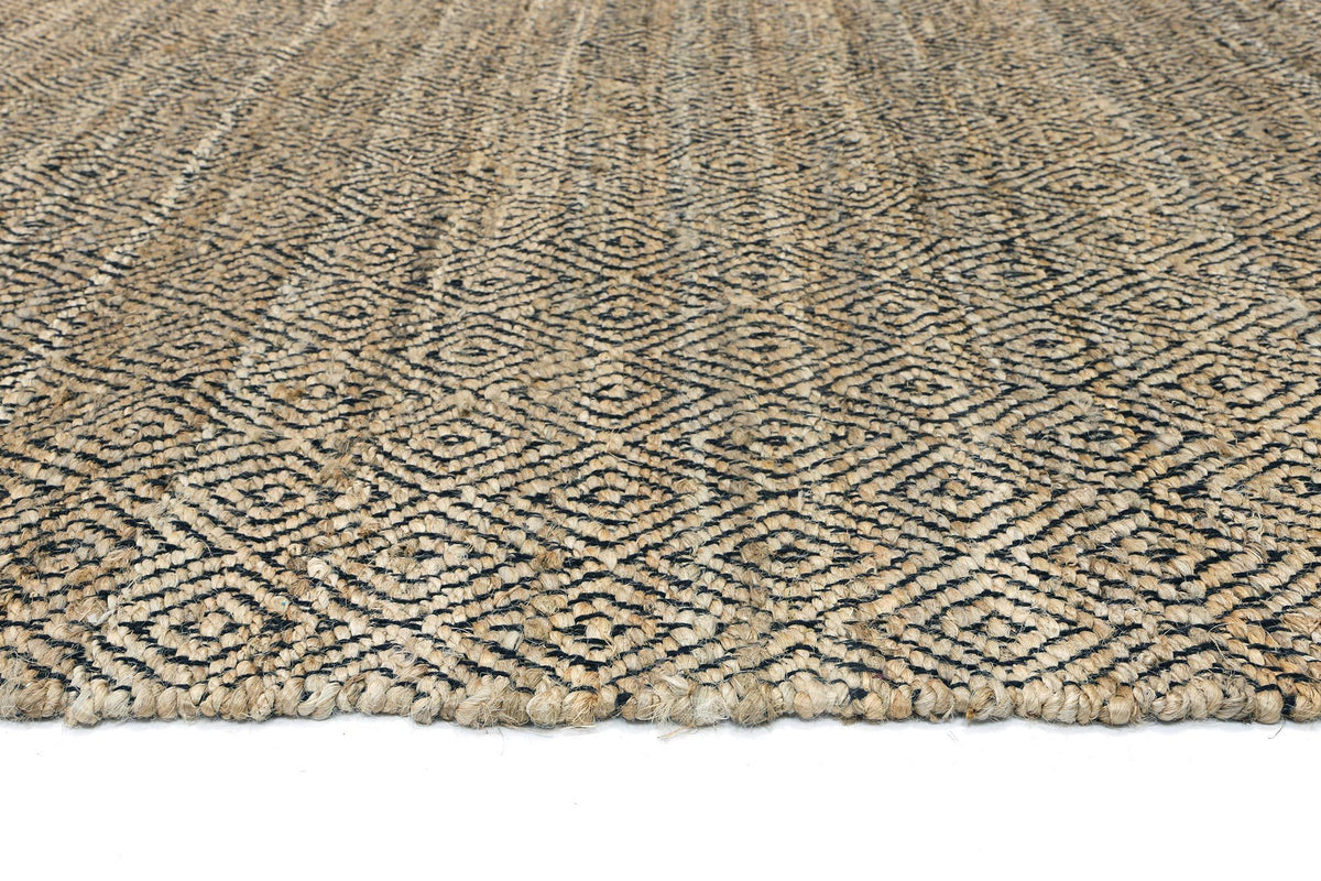 Oslo Black Jute Diamonds Flat Weave Rug