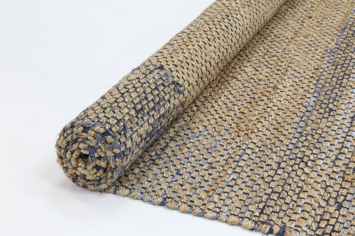 Mahal Blue Boarder Jute Rug