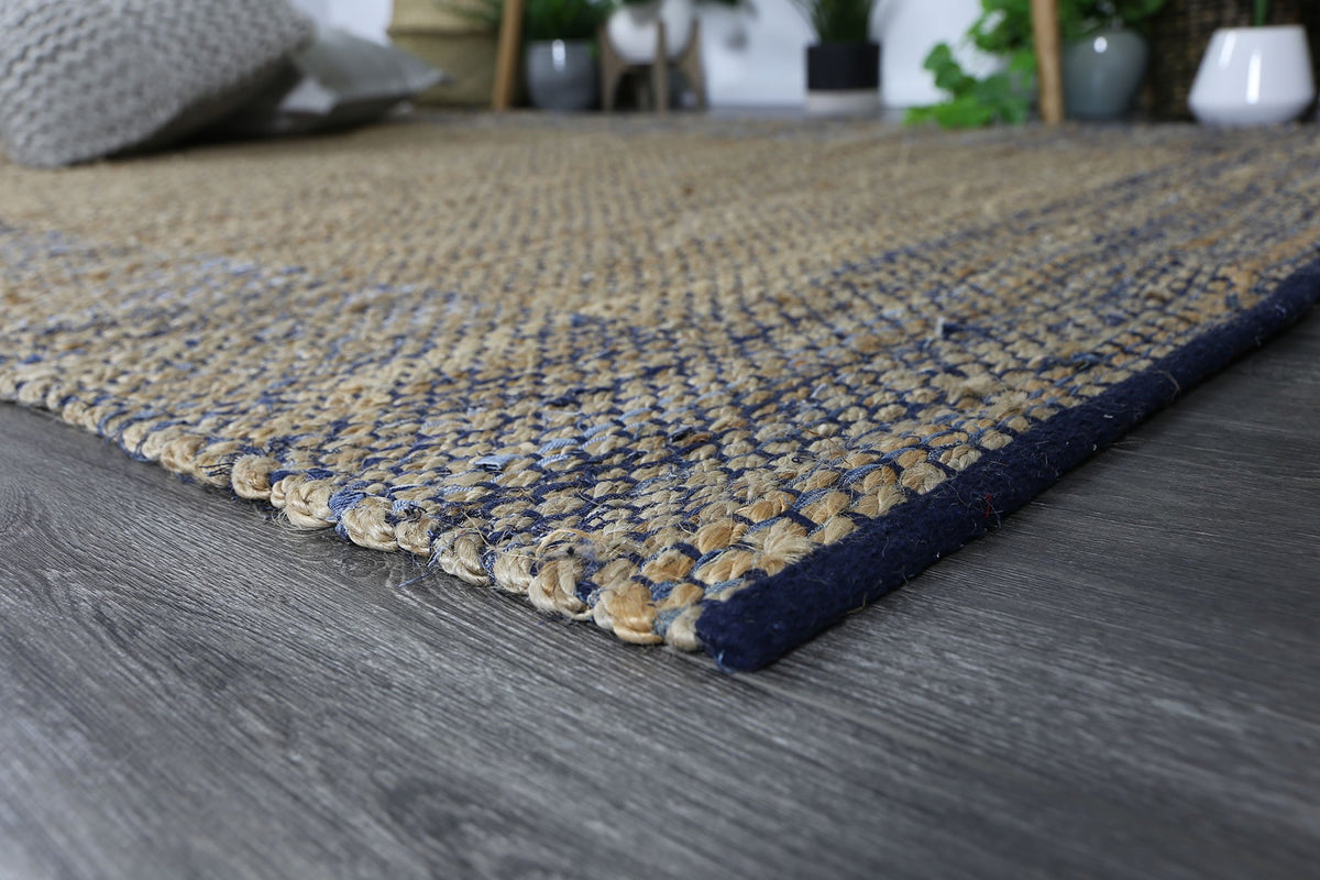 Mahal Blue Boarder Jute Rug